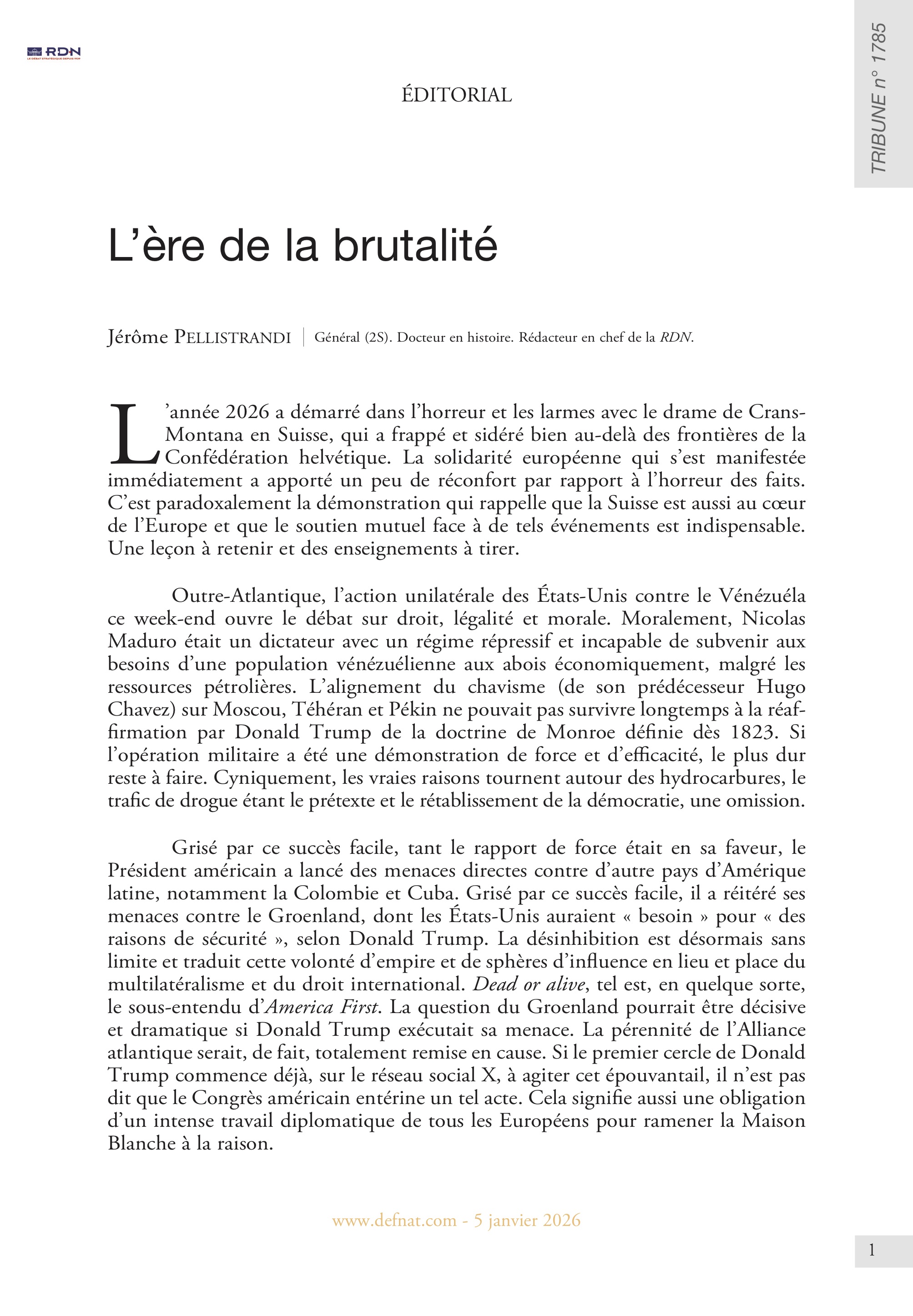 &Eacute;ditorial &ndash;&nbsp;L&rsquo;&egrave;re de&nbsp;la&nbsp;brutalit&eacute; (T&nbsp;1785)
